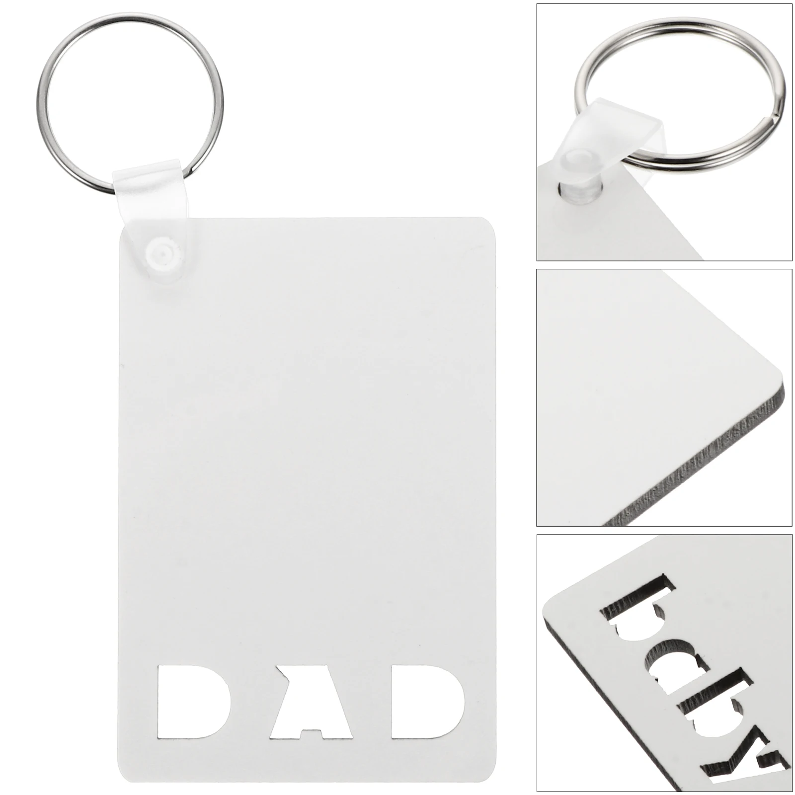 

6pcs Wooden Keychain Blank Heat Transfer Lightweight Photo Key Sublimation Craft Handmade Project Supplies