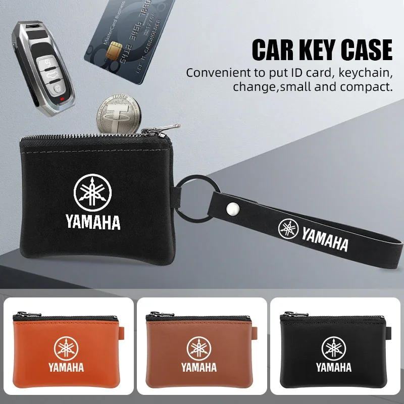 Moto Keychain Leather bag Credit Card Driver License Wallet For Yamaha R1 R3 R25 Mt-09 Tracer 7 gt 9 gt MT 03 07 09 NMAX XMAX