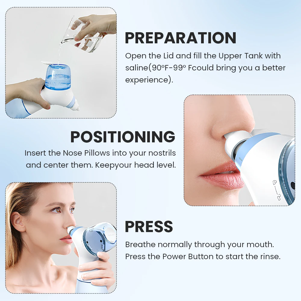 Electric Nasal Irrigation System with 30 SaltPods Suction Irrigator Nose Washer Sinus Rinse All-Round Deep Cleaner Machine fast