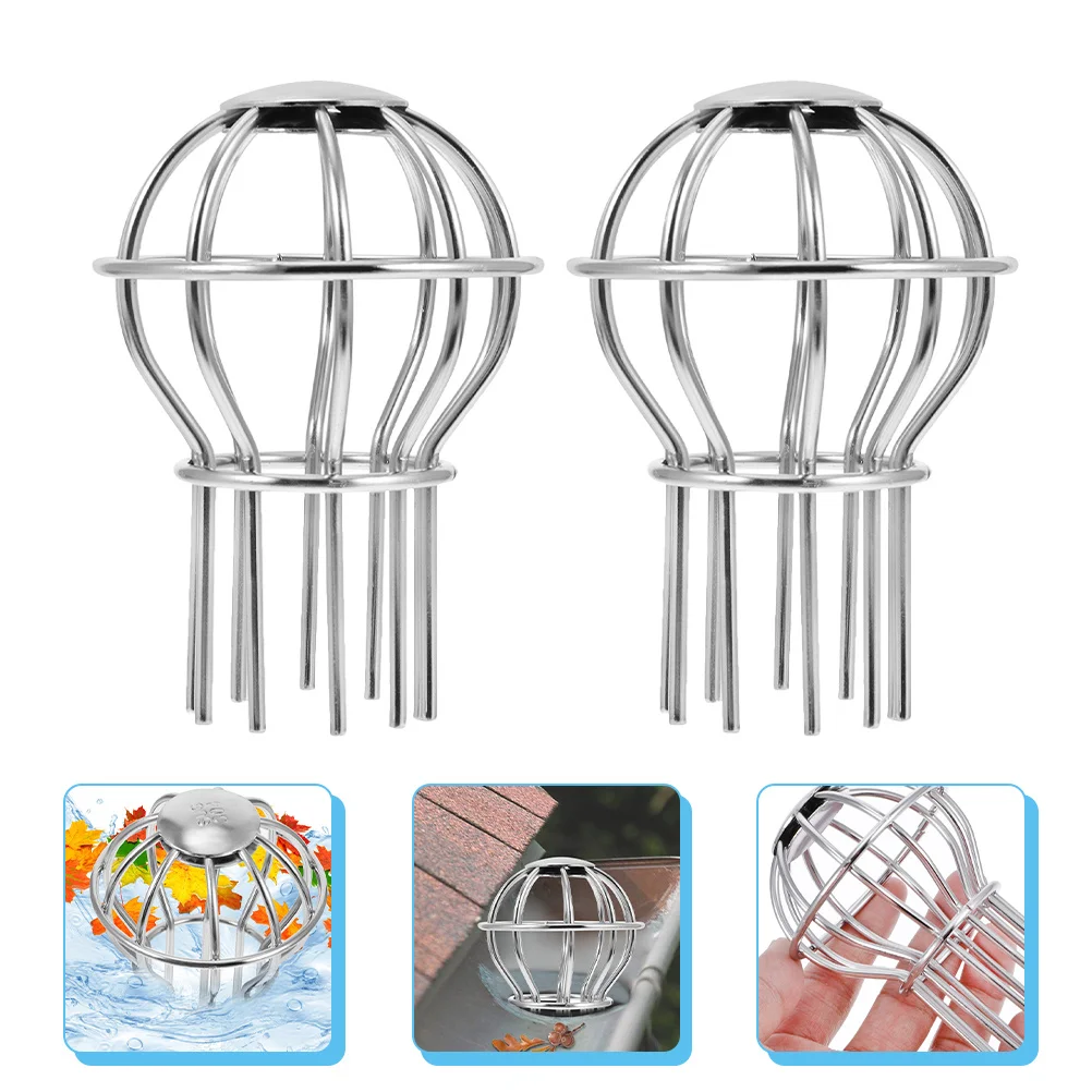 2Pcs Roof Filter Strainers Stainless Steel Durable Anti-Block Covers Drainage Gutter Guards Leaves Debris Protection
