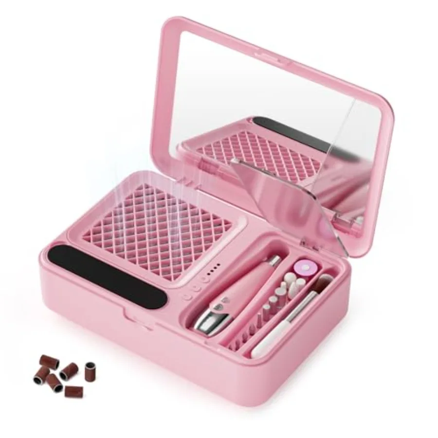 WOBSION Nail Tool Set Nail Dust Collector and Electric Cordless Nail Drill 2-in-1 Portable Rechargeable Acrylic Gel Nail Removi