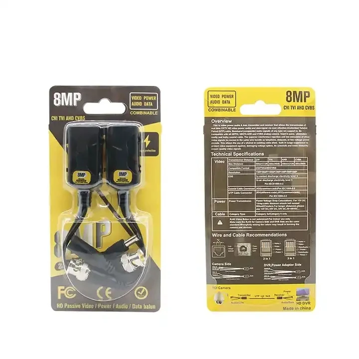 8Mp Hd Passieve Video & Power 2 In 1 Balun