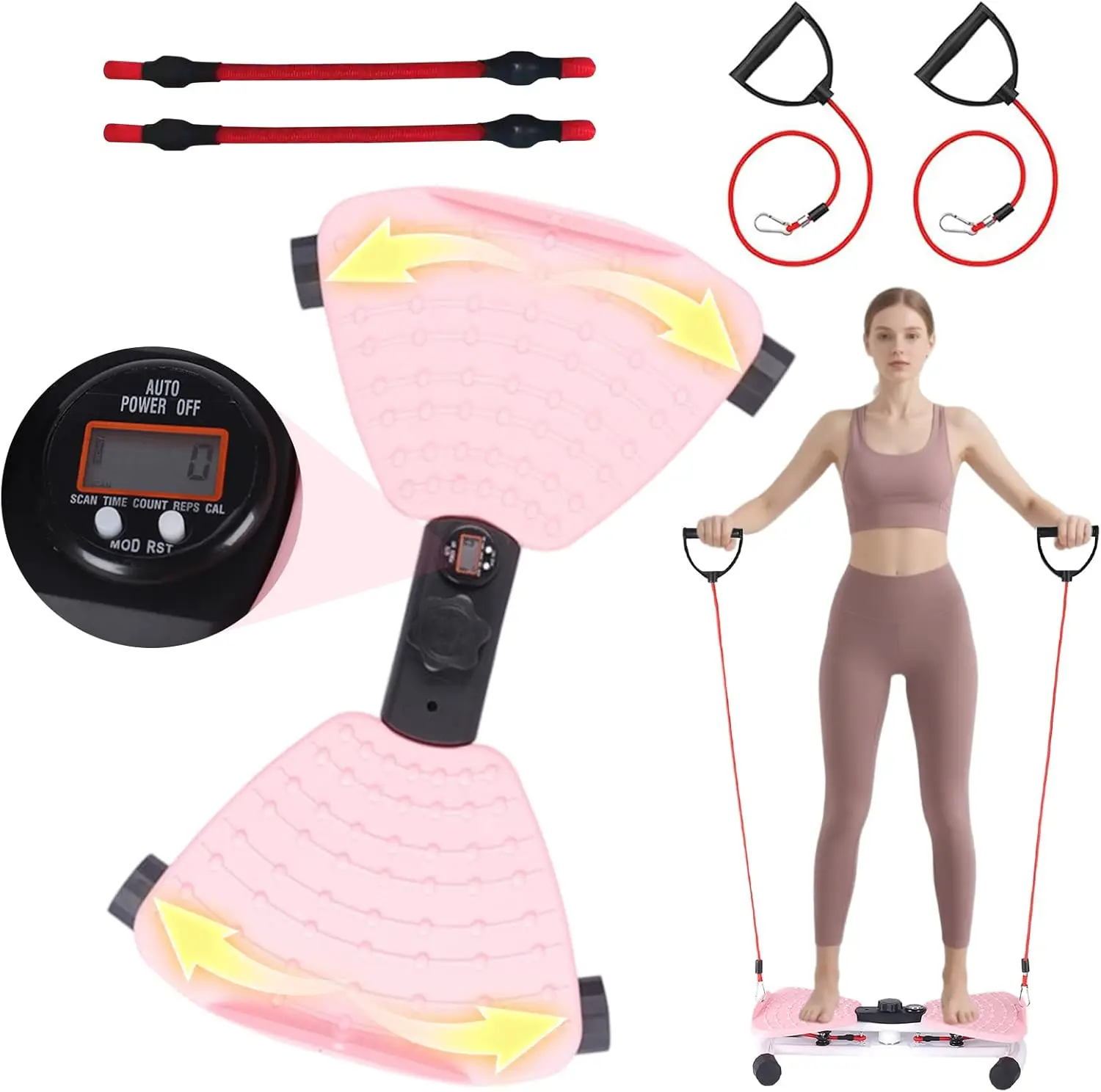 

Noiseless Ab Roller with Digital Display for Home Gym, Pilates Waist Twister Machine Tracks Time Reps Calories