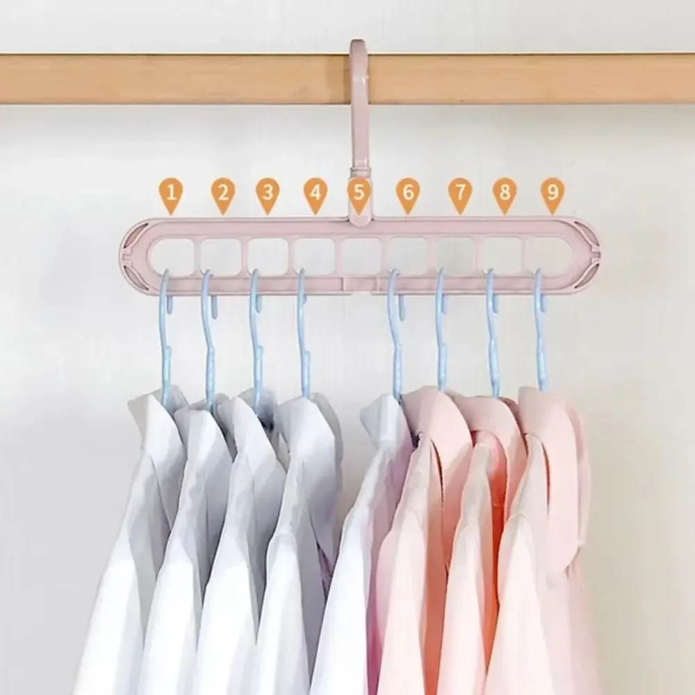 Durable 9-Hole Wardrobe Storage Rack Folding Space-saving Foldable Clothes Hanger Multifunctional Anti-slip Clothes Drying Rack