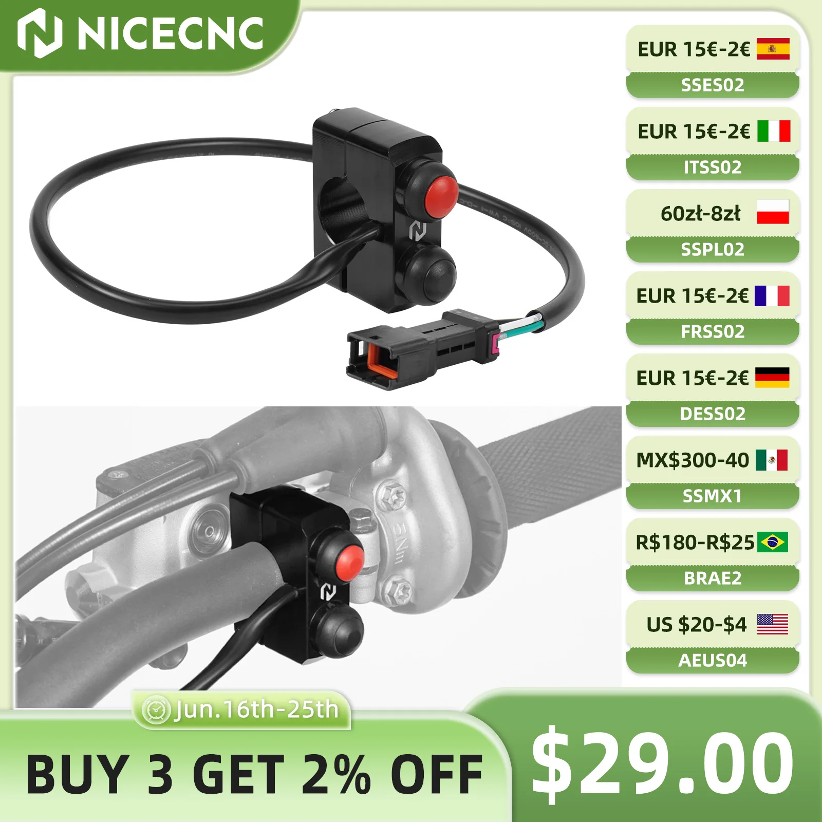

For 2024 2025 GasGas EC 300 EC 250 Start Kill Stop Switch Button For KTM EXC 300 EXCF 350 SX 125 SXF 450 Husqvarna TE 300 FE 450