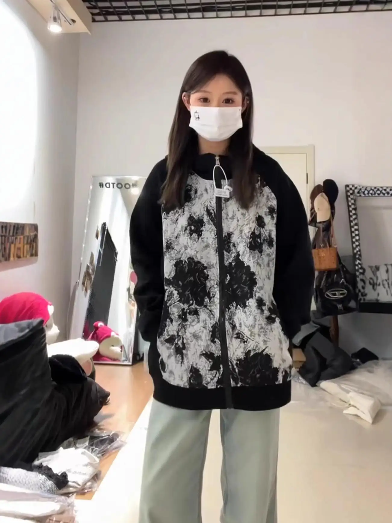 

American Sle Hooded Jaet Women's Spring Autumn New Street Bla Loose High Street Sle Zipper Couple's Jaet Trendy Top