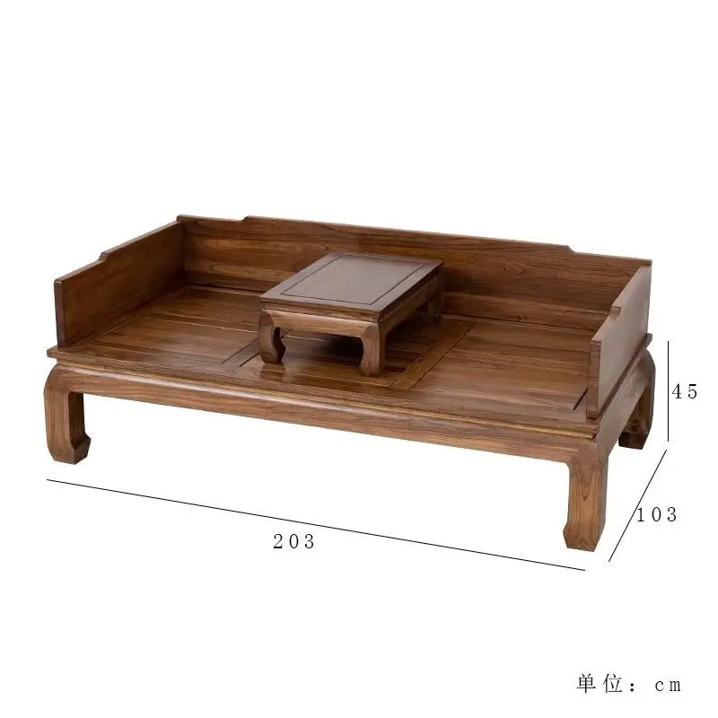 LH Chinese Style Solid Wood Mortise and Tenon Bed Living Room Simple Small Apartment Zen-style Sofa Bed