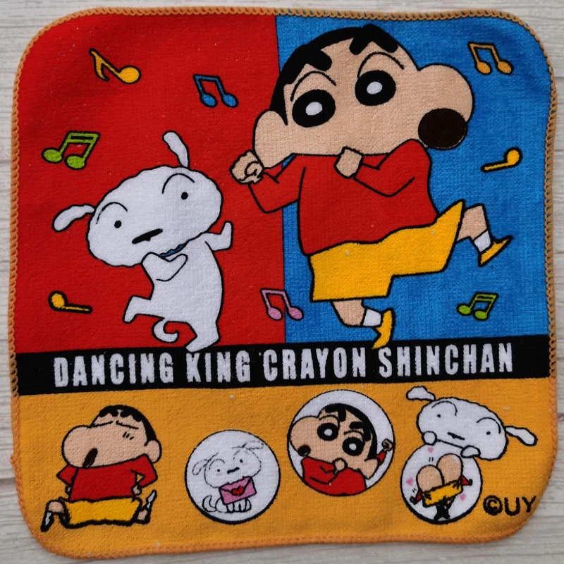 20x20cm kredka Shin-chan Cartoon dziecięcy ręcznik do twarzy Anime bawełniany domowy pochłaniający wodę szybkoschnący ręcznik kwadratowy dziecięcy