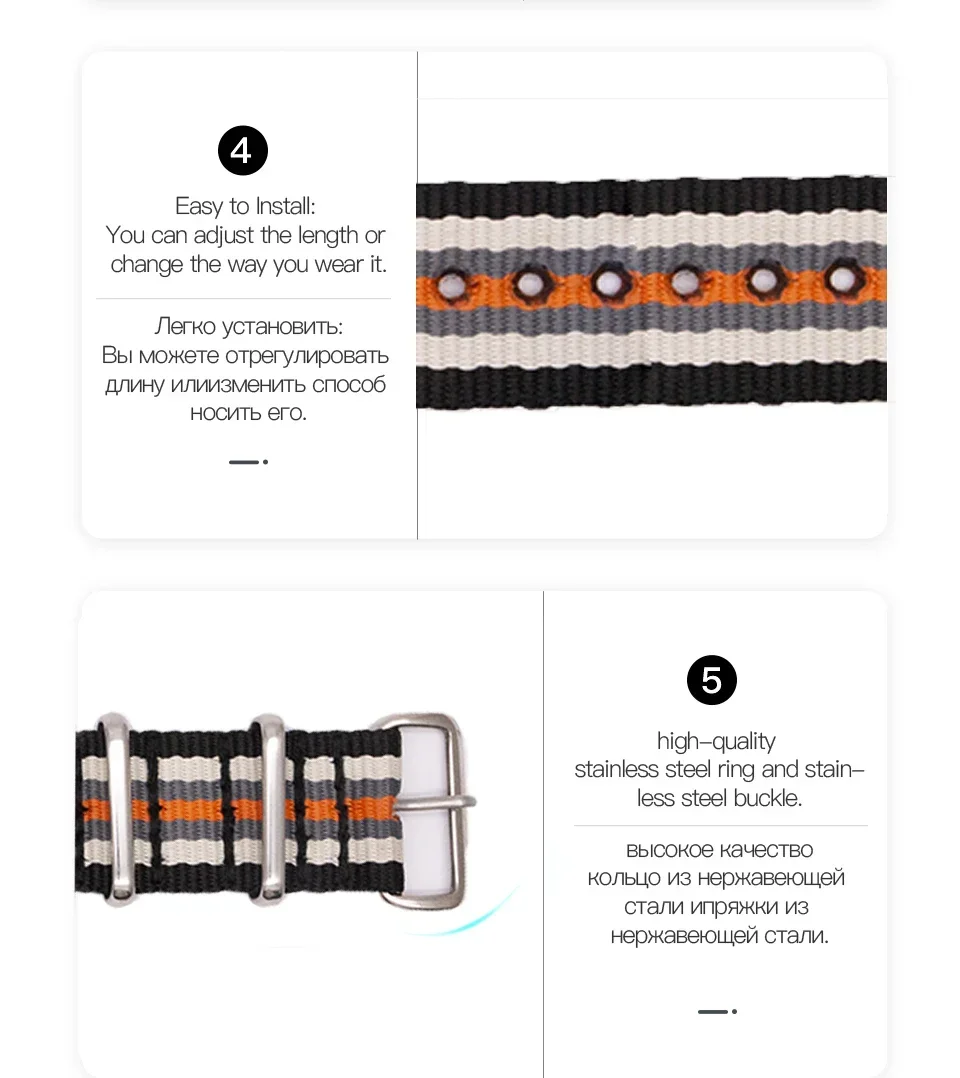 Strapazierfähiges, gestreiftes Nylon-Armband im Armband-Stil, 18 mm, 20 mm, 22 mm, 24 mm, universelles Armband für Sport- und Freizeituhren – Detail 13