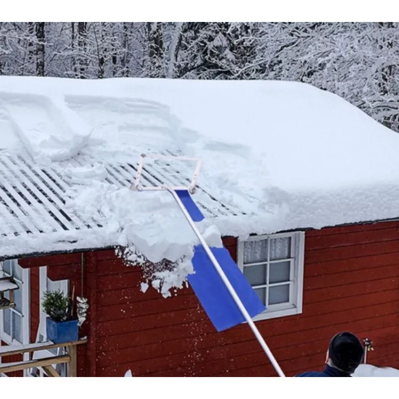 20ft Aluminum Roof Snow Rake, Adjustable Long-Reach Roof Snow Removal Tool with Wheels for Safe Ground Use