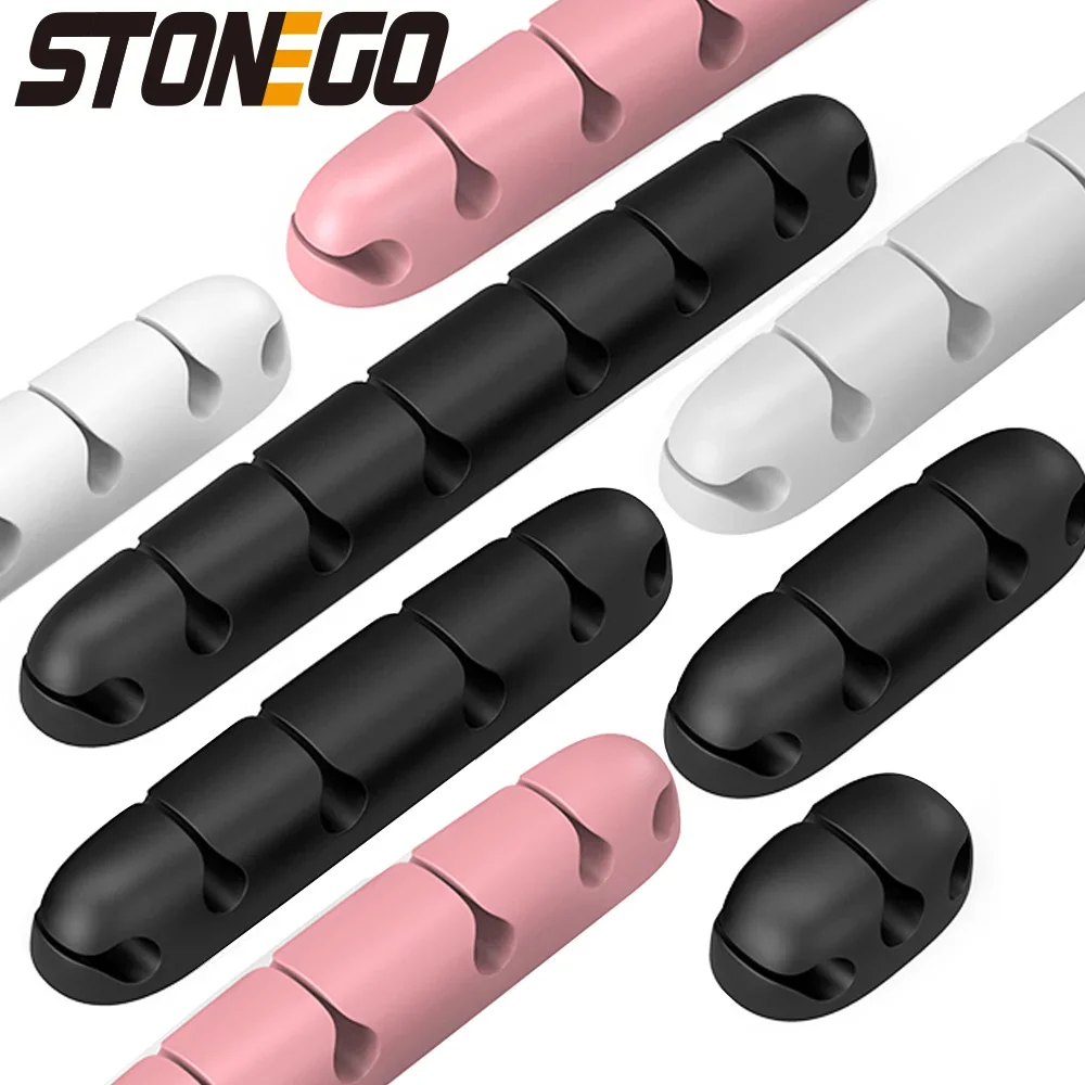 Organizador de cables USB, enrollador de cables, fijador de bridas de silicona, organizador de gestión de cables, Clip para cables, soporte para cables de teléfono de escritorio y oficina