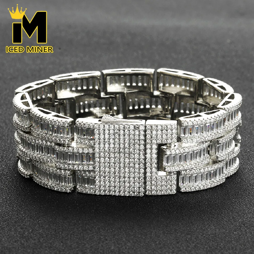 

Icedminer 25 мм багеты циркон Iced Out кубинские браслеты-цепочки для мужчин женщин хип-хоп ювелирные изделия Бесплатная доставка