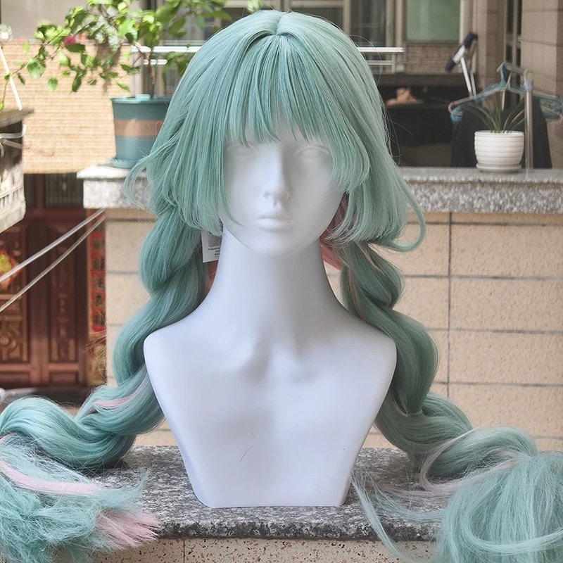 Juego Wuthering Waves Phrolova Cosplay peluca chica verde claro trenzado pelo largo pelucas sintéticas resistentes al calor accesorio de Halloween