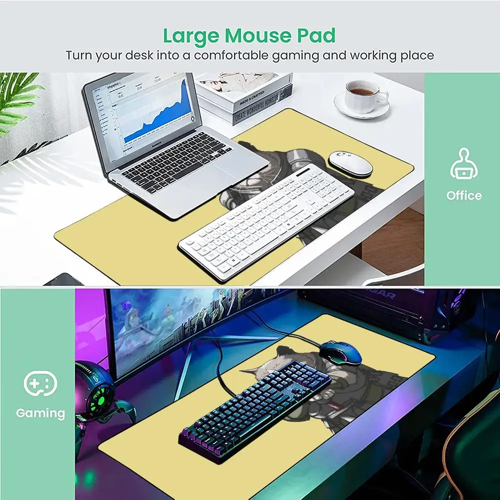 لوحة ماوس ألعاب Cat Warrior Anime حصيرة مكتبية حصير ألعاب مطاطي مضاد للانزلاق متين مقاوم للماء ملحقات الكمبيوتر لوحة المفاتيح وسادات الماوس #6