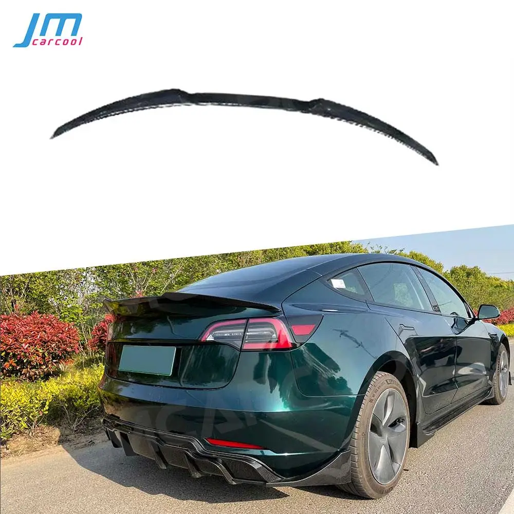 

Car Rear Trunk Duck Spoiler Wing For Tesla Model 3 ABS Carbon Look/Gloss Black Rear Spoiler Boot Duck Wings Cars Accessories