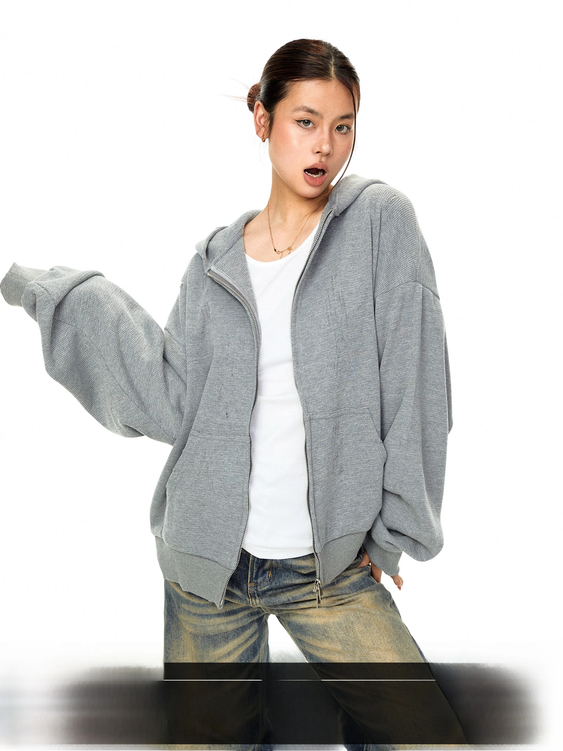 

Blackbb American Style Hoodie Jacket Women's Retro Street Lazy Match Loose Open Cardigan Top Casual Long Sleeve Sweatshirt