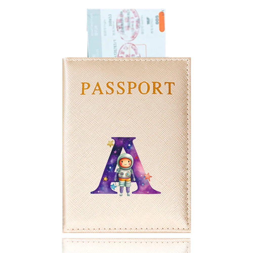 PU Leather Travel Passport Case Holder Multifunctional Travel Credit Card Wallet Print Astronaut Letter Sereis Protector Cover