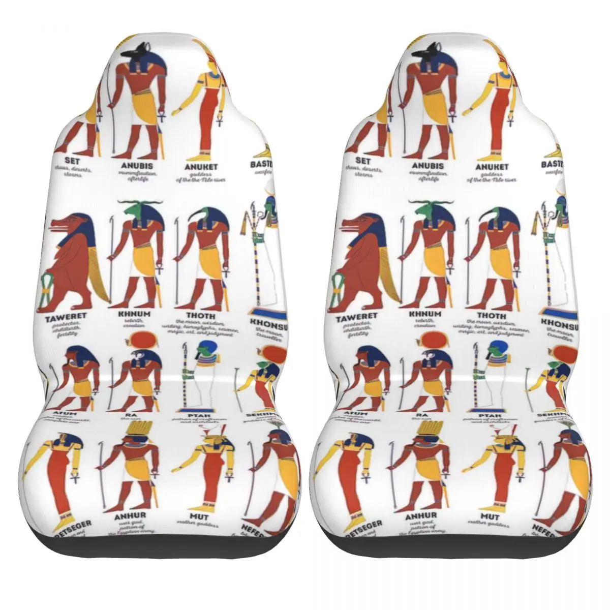 Ancient Egyptian Deities Car Seat Cover Custom Printing Universal Front Protector Accessories Cushion Set