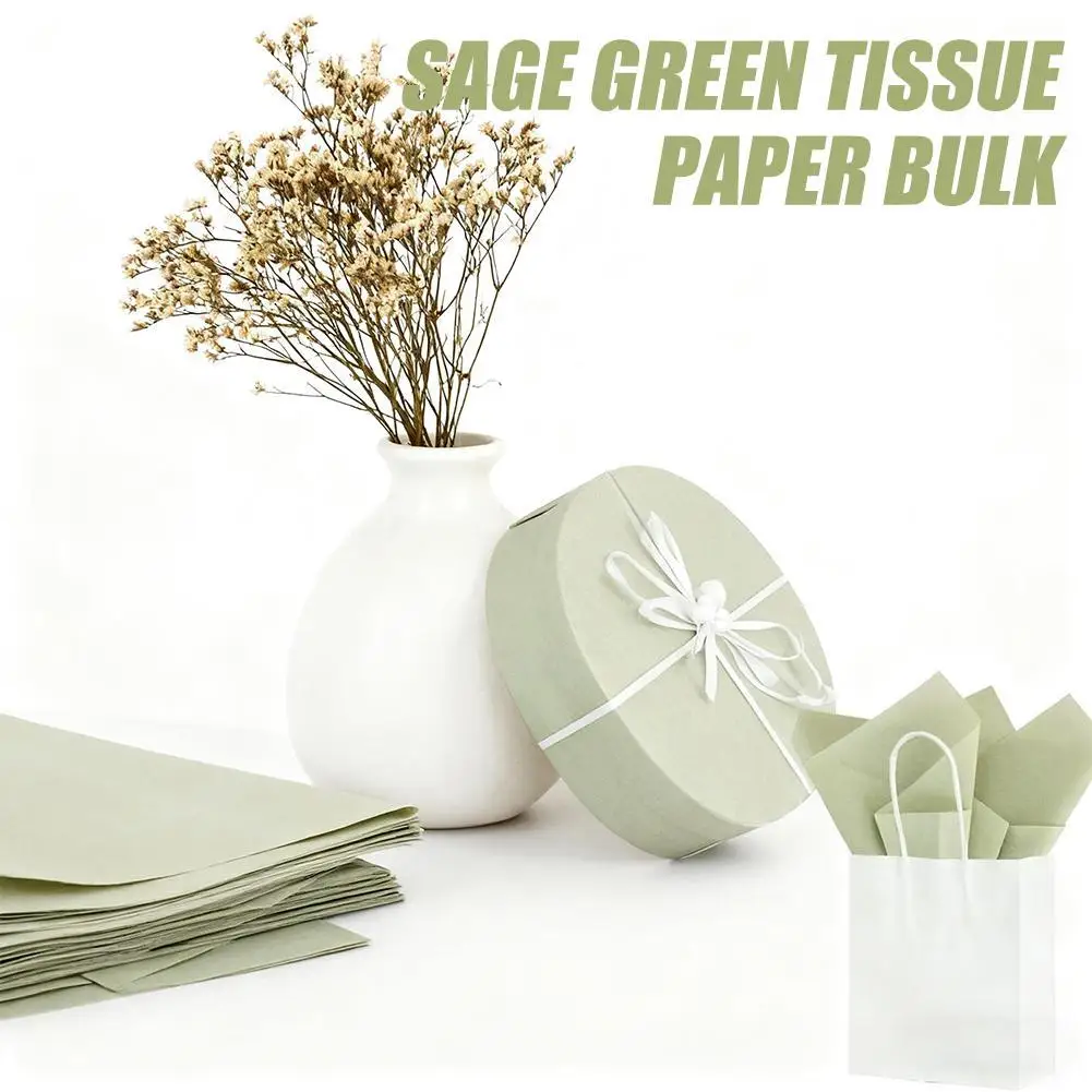 50 Sheets Sage Green Tissue Paper Bulk Wrapping Tissue Paper For Gift Bags Gift Wrap For Birthday Wedding Crafts Holiday Flowers