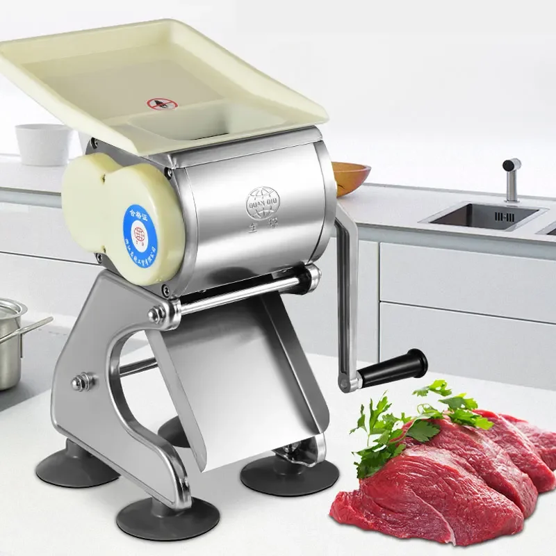 Manual Meat Cutter Commercial Stainless Steel Efficient and Effortless Hand Crank Sliced Meat Silk Diced Desktop Small Household