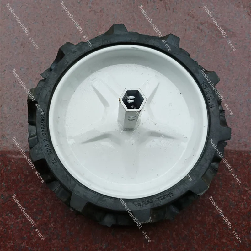 Mini Tiller Tire Herringbone Solid Tire 400-8/350-6 with Hexagonal Shaft Rubber Tire Agricultural Machinery Accessories