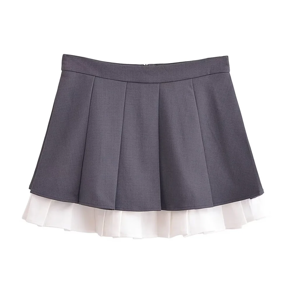 

Spring/Summer New Women's European and American style high waisted retro pleated A-line skirt