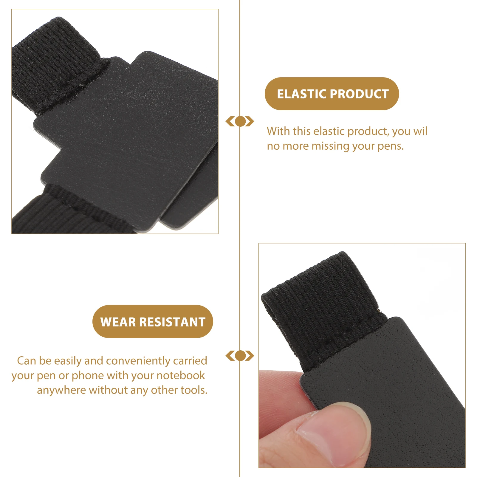 

4 Pcs Travel Memories Notebook Self adhesive Black Pen Holder Elastic School Supplies Office Stationery Phone Holder
