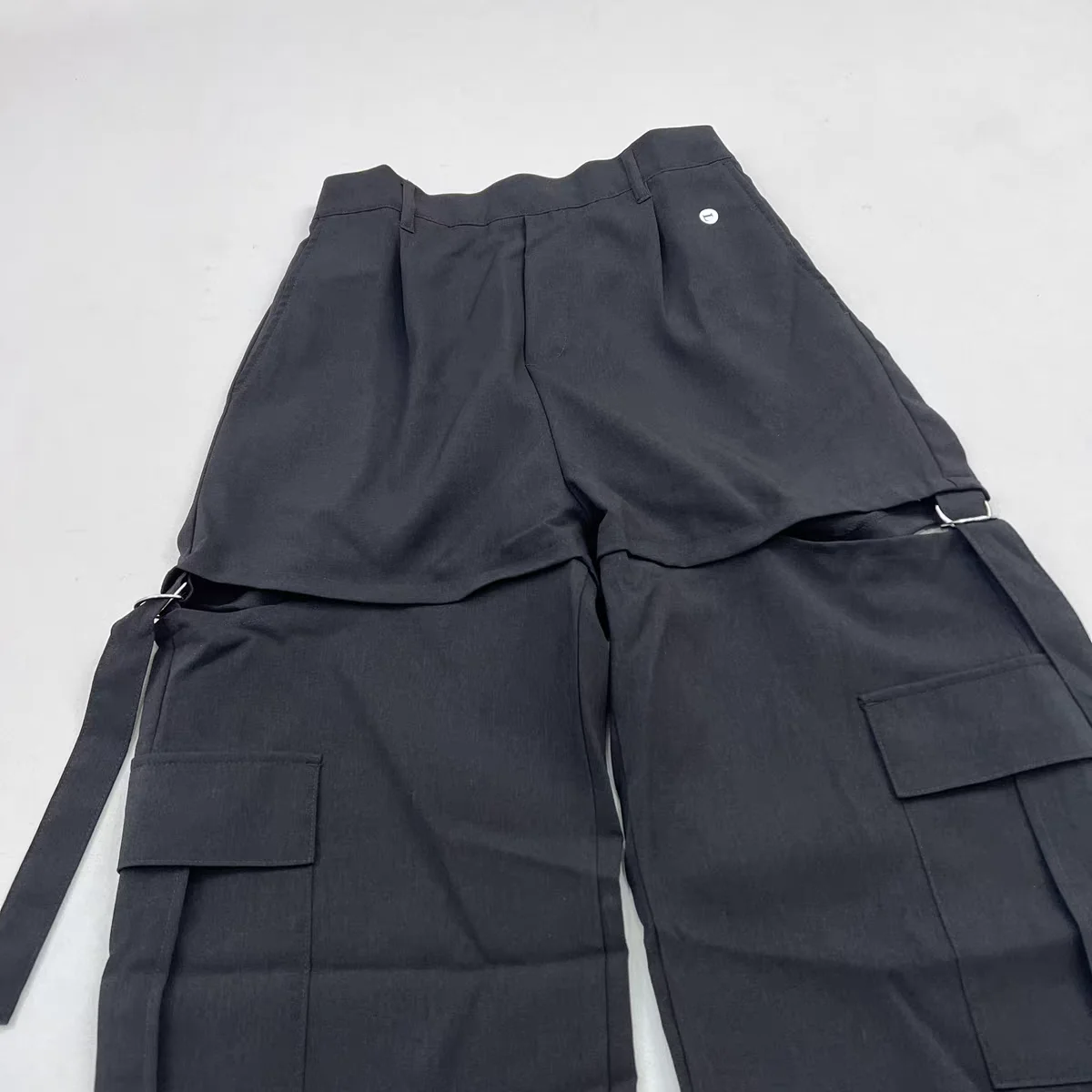 

Cool Girl Spring Autumn Side Hollow out Workwear Style Big Pocket Semi Elastic Waist Casual Pants Design Sense Women's Fashion
