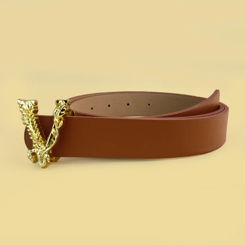 Luxury Brand Pu Leather Belt for  Women Designer Alloy V Buckle Waist Strap Female Jeans Trouser Dress Waistband 2024 New