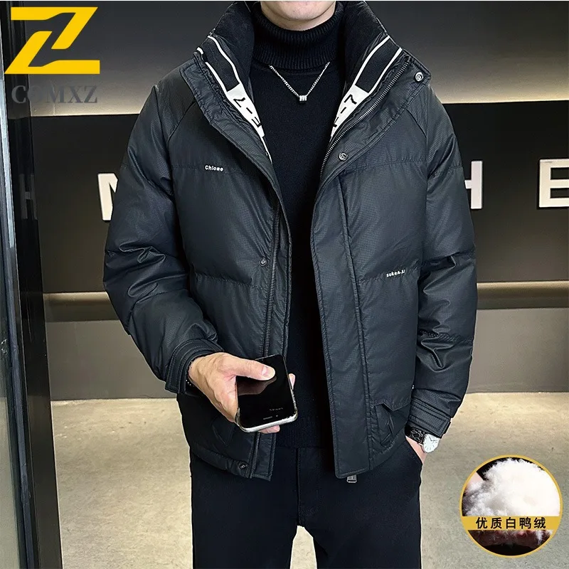 

COMXZ Мужская стеганая куртка 2025 Новая повседневная однотонная толстая теплая стеганая куртка с воротником-стойкой Snowy Days Высококачественная хлебная куртка