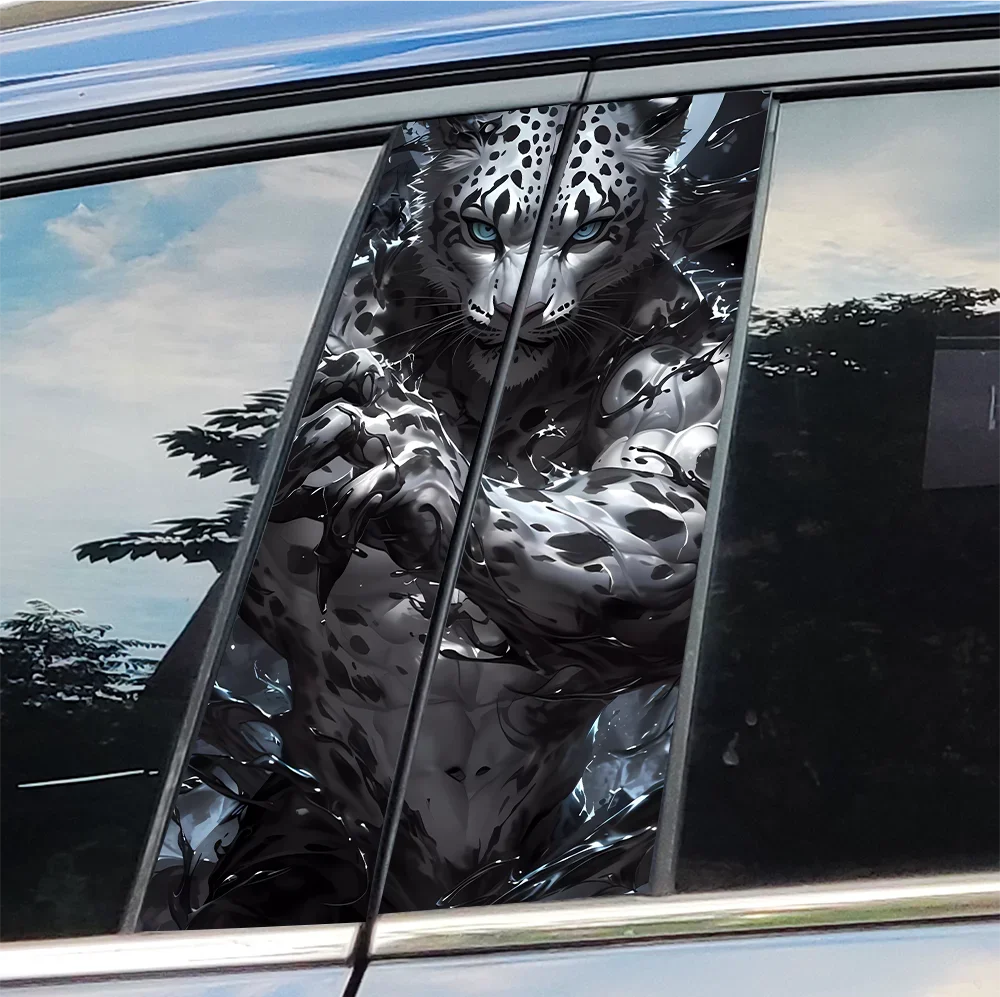 

Leopard Muscle Car Stickers Auto B Pillar Waterproof Center Column Decoration Cover Scratches Car Doors Pillar Decal Accessories