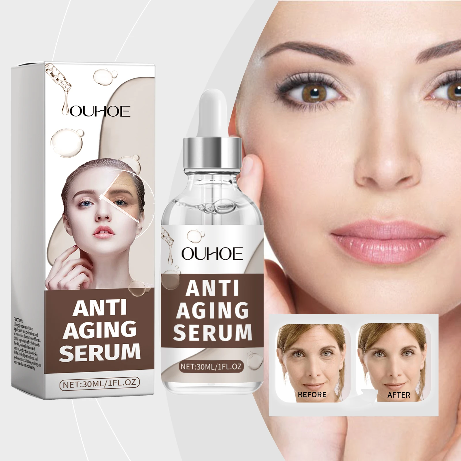 Anti-Aging Serum - 30ml/1 fl oz Facial Treatment with Hyaluronic Acid & Peptides, Wrinkle Reduction, Firming & Brightening