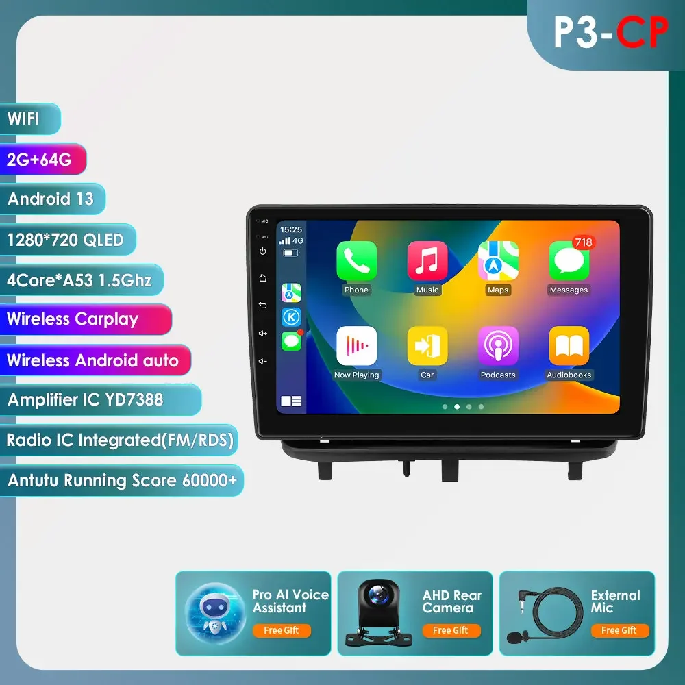 2din 9 "Android 12 Autoradio Voor Opel Corsa D 2007-2012 Hatchback Van Auto Multimedia Radio Speler Navi Gps Carplay Autoradio
