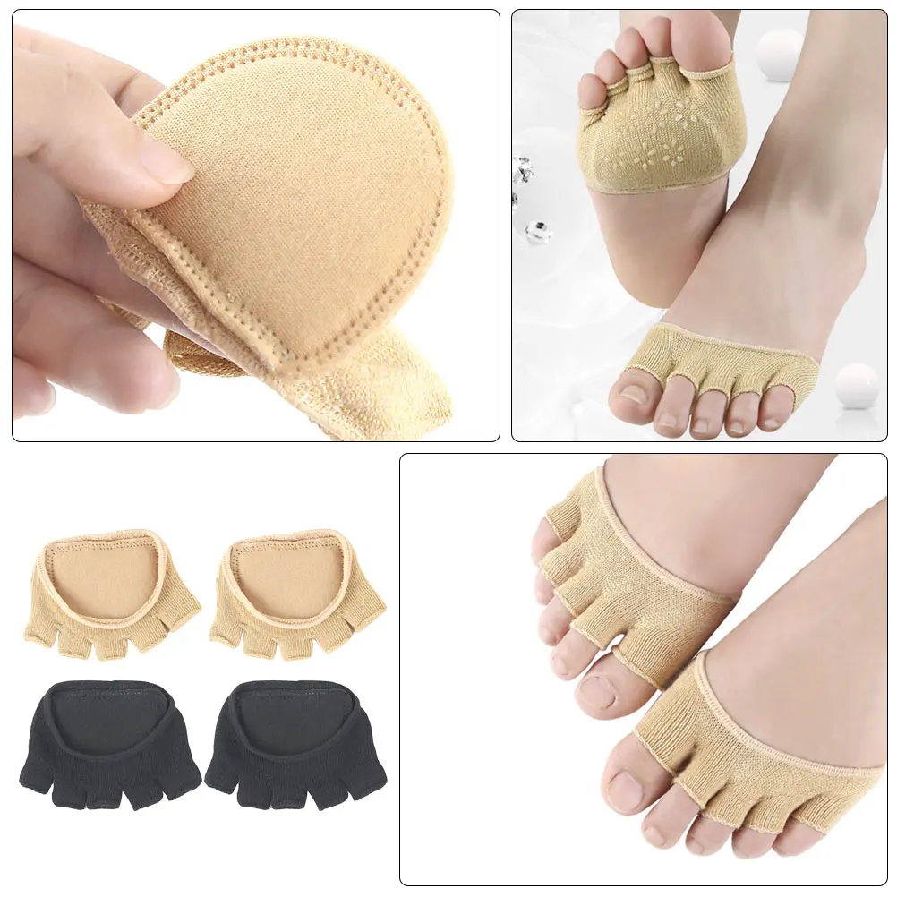 

2pcs High-Quality Women Cotton Toe Socks Breathable Comfortable Padded Invisible Half Toe Socks For High Heel Running Shoes