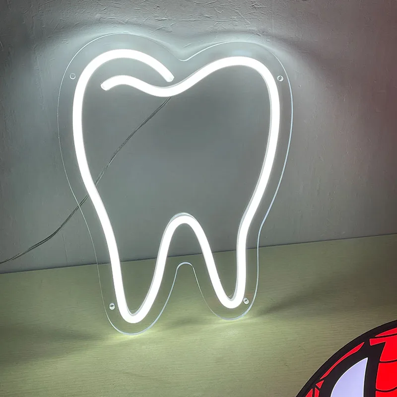 Custom Tooth Neon Sign Light LED Dentist Clinic Sale Shop Window Wall Door Hanging Flex Transparent Acrylic Business Decoration