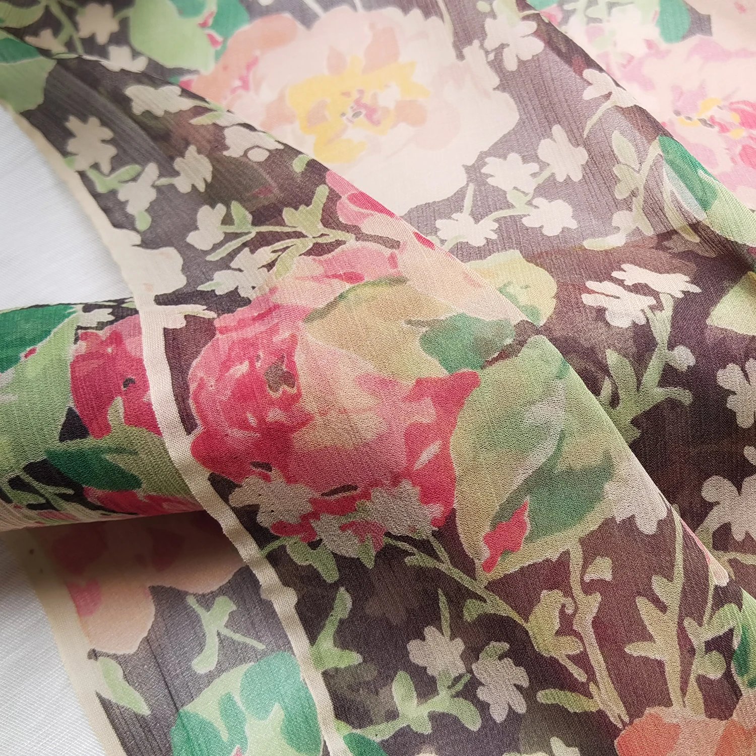 Súper ofertas por metro, Georgette de seda de morera Natural, gasa crepé, tela de gasa de seda arrugada para bufanda