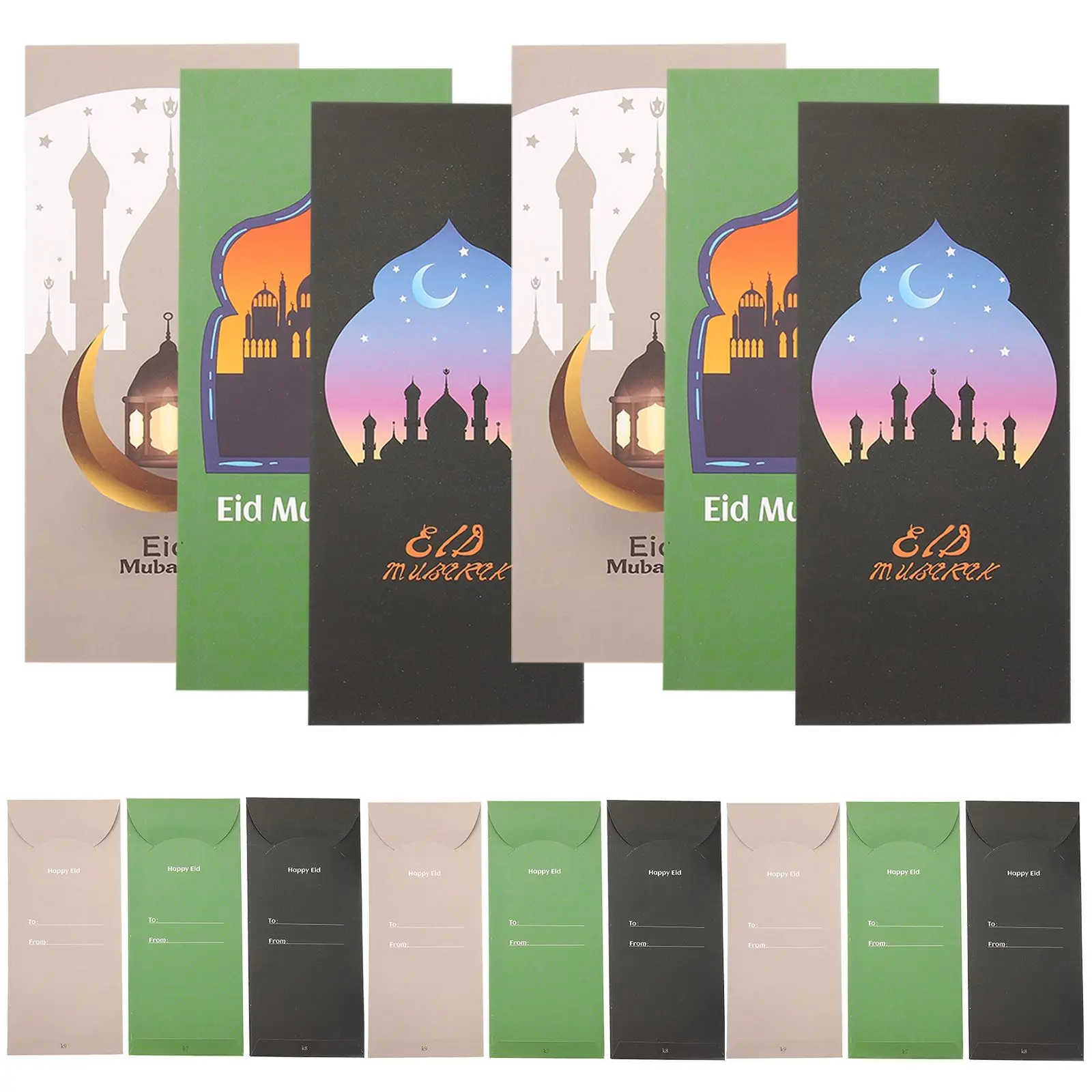 18pcs Eid Mubarak Cash Envelopes Money Cards Paper Holiday Items Eid Mubarak Decorations Paper Decoration Islamic Muslim Gift