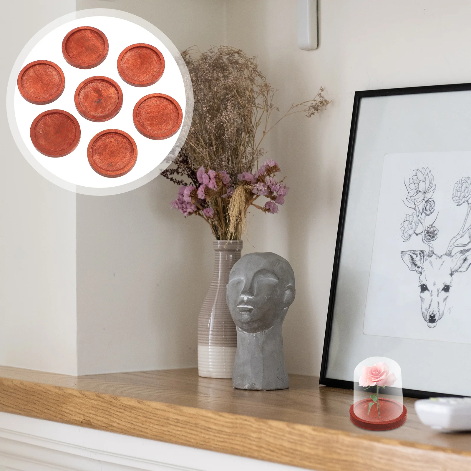 10 قطعة قاعدة خشبية لغطاء زجاجي منصة خشبية صغيرة حامل عرض ديكور زهرة أبدية ديكور المنزل الحرف المشهد الصغير