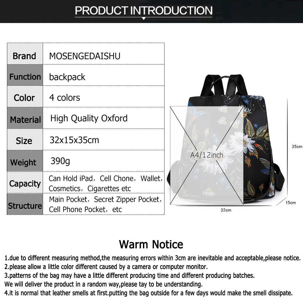 New Multifunction Backpack Women Waterproof Oxford Bagpack Female Anti Theft Backpack Leisure Printing School Bag for Girls 2023