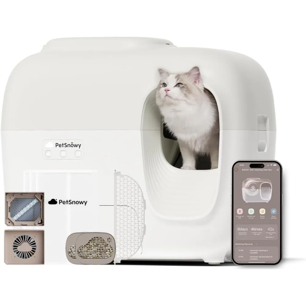 

Snow+ Self Cleaning Automatic Litter Box with Zero Odor TiO2 System Automatic Cat Litter Box Self Cleaning for 3.3-20 lbs