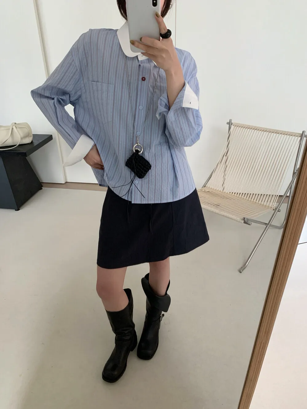 

Lilian Fueeh Design Sense Long Sve Drapey Collar Patchwork Loose Women's irt Comfortable Breathable Spring Faion