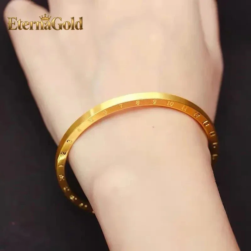 

EternaGold Light luxury fashion 9999 24K real gold love brushed bracelet simple gift men and women hand decoration high-end sen