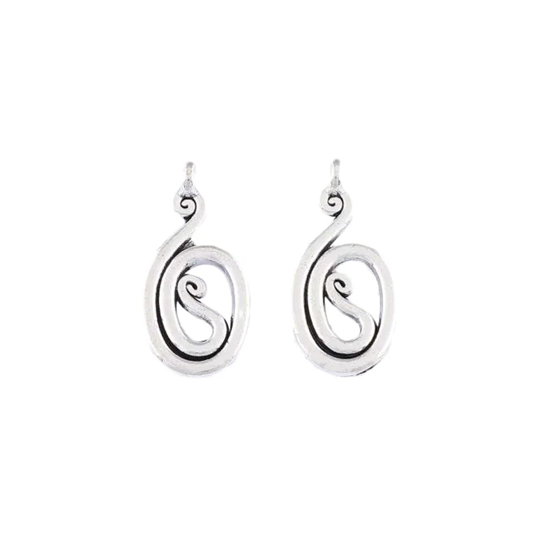50 x Tibetan Silver Color Double Sided Spiral Swirl Oval Charms Pendants For DIY Earrings Jewelry Making Accessories