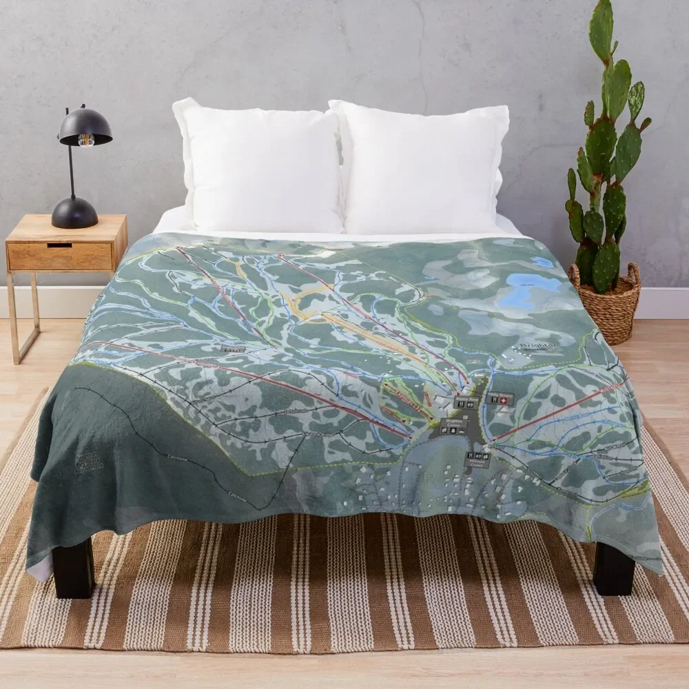 

Brighton Resort Trail Map Throw Blanket Color Fast Cozy Throw Blanket