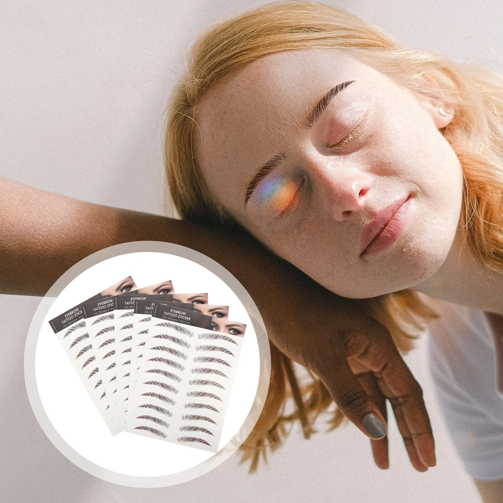 5 أوراق ملصقات الحواجب المزيفة تقليد الحاجب الوشم مقاوم للماء طويلة الأمد الطبيعية النهاية الحاجب محسن للرقيقة #3