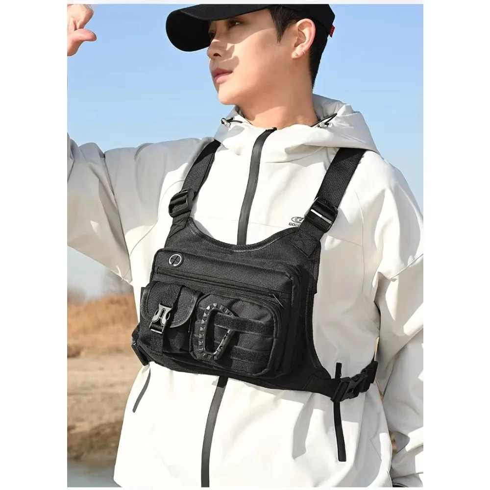Bolsa de Peito para Atividades ao Ar Livre para Homens e Mulheres, Colete Tático para Corrida, Ciclismo, EDC, Mochila de Peito para Esportes e Treinos