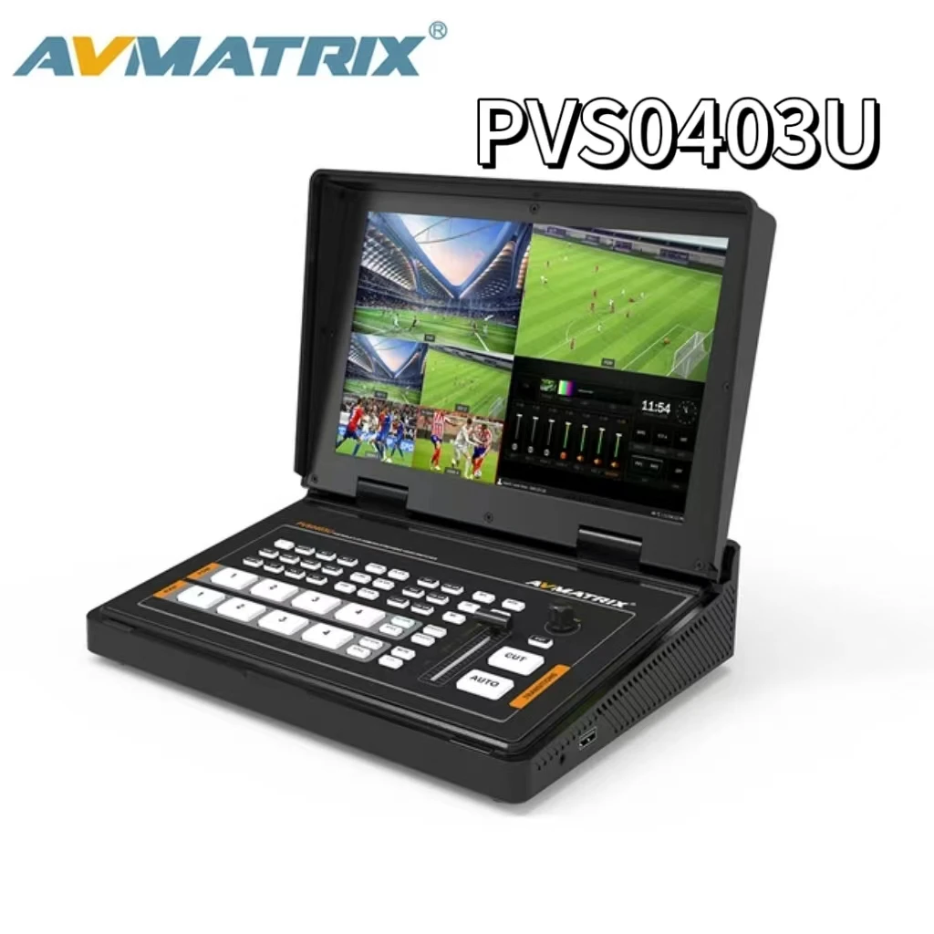 Avmatrix PVS0403U 10.1 Inch Micro 4 Channel Video Switcher Mixer with 2XHDMI 2XSDI Input for Live Streaming Luma Chroma Key