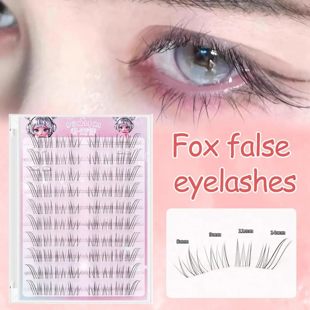 Pestañas postizas autoadhesivas Skew Flying Fox, extensión de maquillaje de pestañas naturales, herramientas de pestañas segmentadas de Manga DIY B5O5