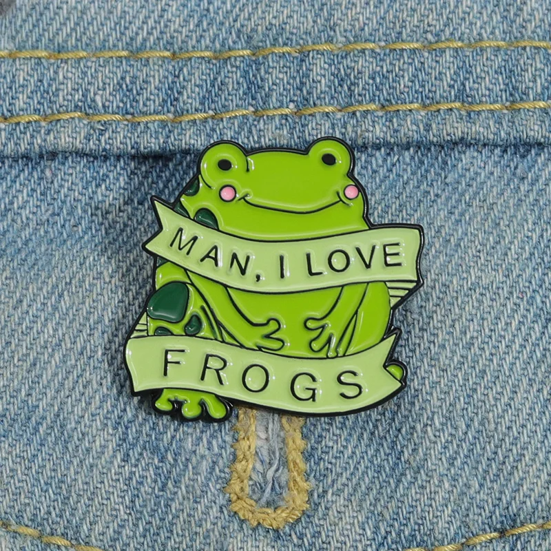 I Love Frogs Enamel Pins MILF Cartoon Brooches Lapel Badges Funny Animal Jewelry Gift Wholesale