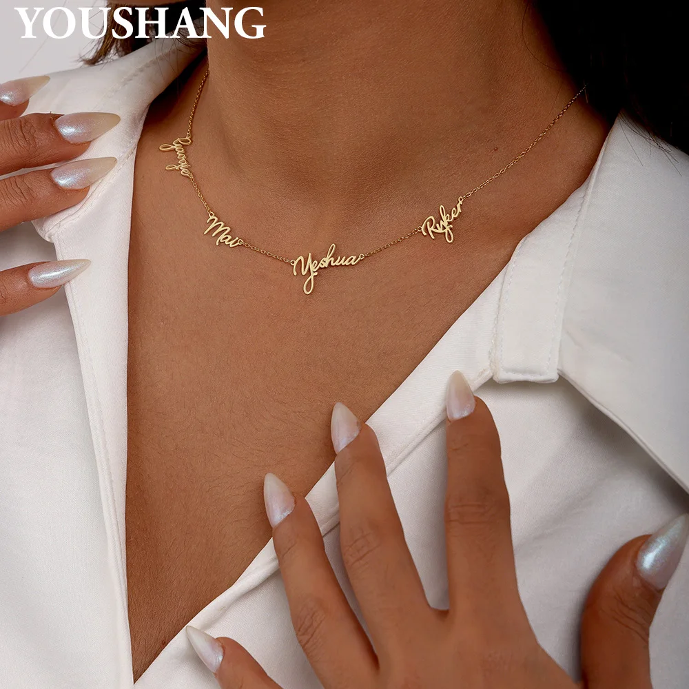 YOUSHANG 2026 Stainless Steel Multi-Letter Customized Name Necklace Fashion Pendant Jewelry Gift for Ladies Birthday